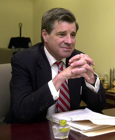 Iraq's U.S. administrator L. Paul Bremer attends a meeting with the 1st Cav. Division at Camp Victory, Baghdad, Iraq, June 21, 2004.